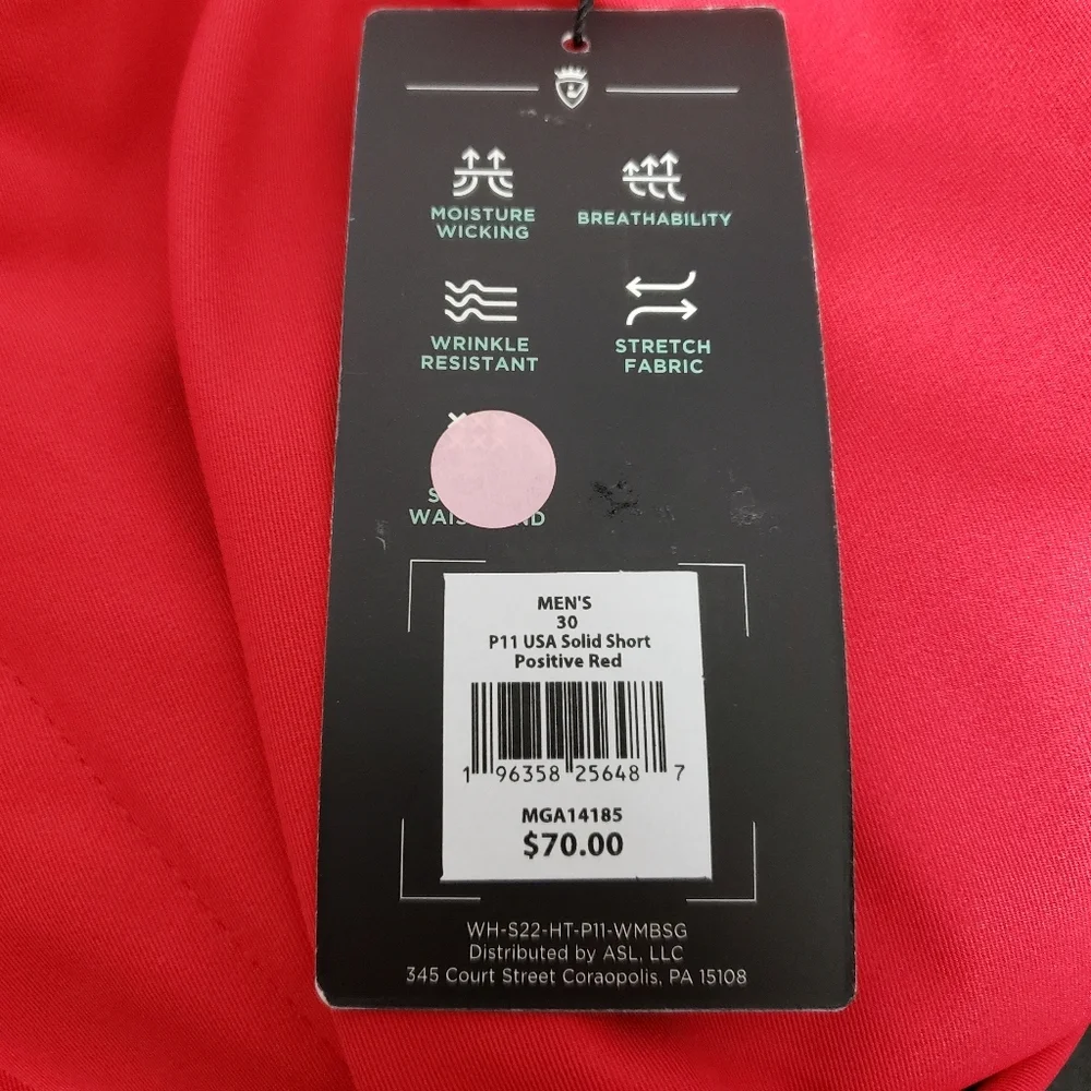 NWT Walter Hagen Perfect 11 Collection Golf Shorts Solid Red Men's‎ Size 30
